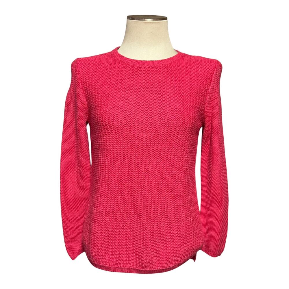 J.Jill Cotton Split Hem Sweater Pink Petite Small